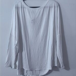 Express Elegant Silky Loose Silk White Long Sleeve Tee
